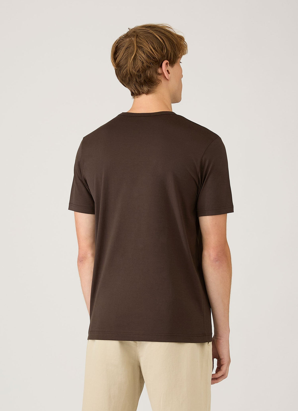 T-shirt en coton à manches courtes coupe slim marron chocolat foncé