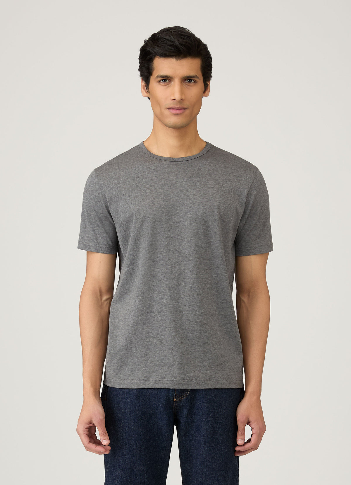 T-shirt col rond à manches courtes en coton anthracite pour homme