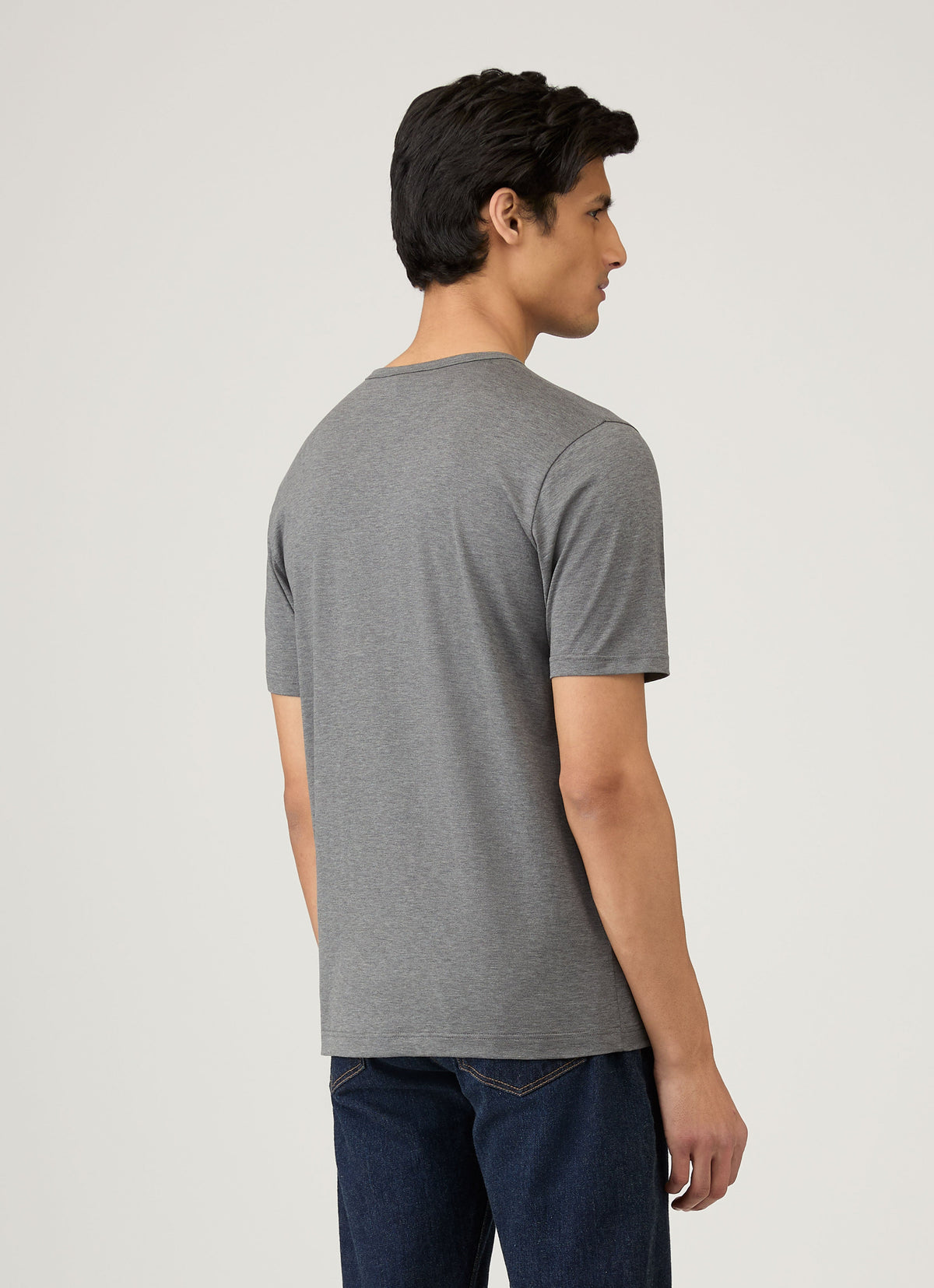 T-shirt col rond à manches courtes en coton anthracite pour homme