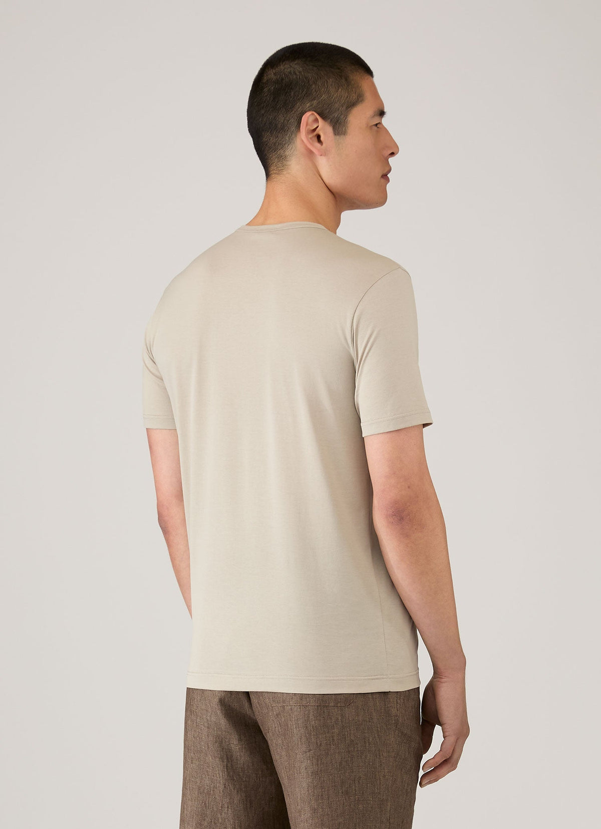 T-shirt col rond à manches courtes pour homme en coton gris cendré coupe ajustée