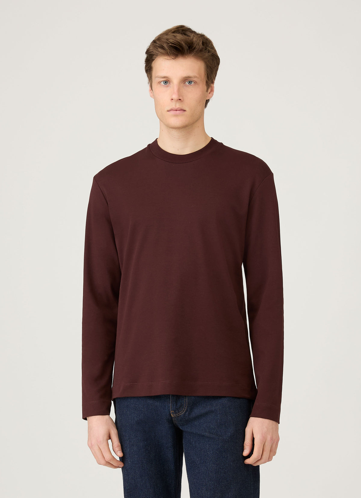 T-shirt homme manches longues coton épais coupe décontractée Rouge foncé