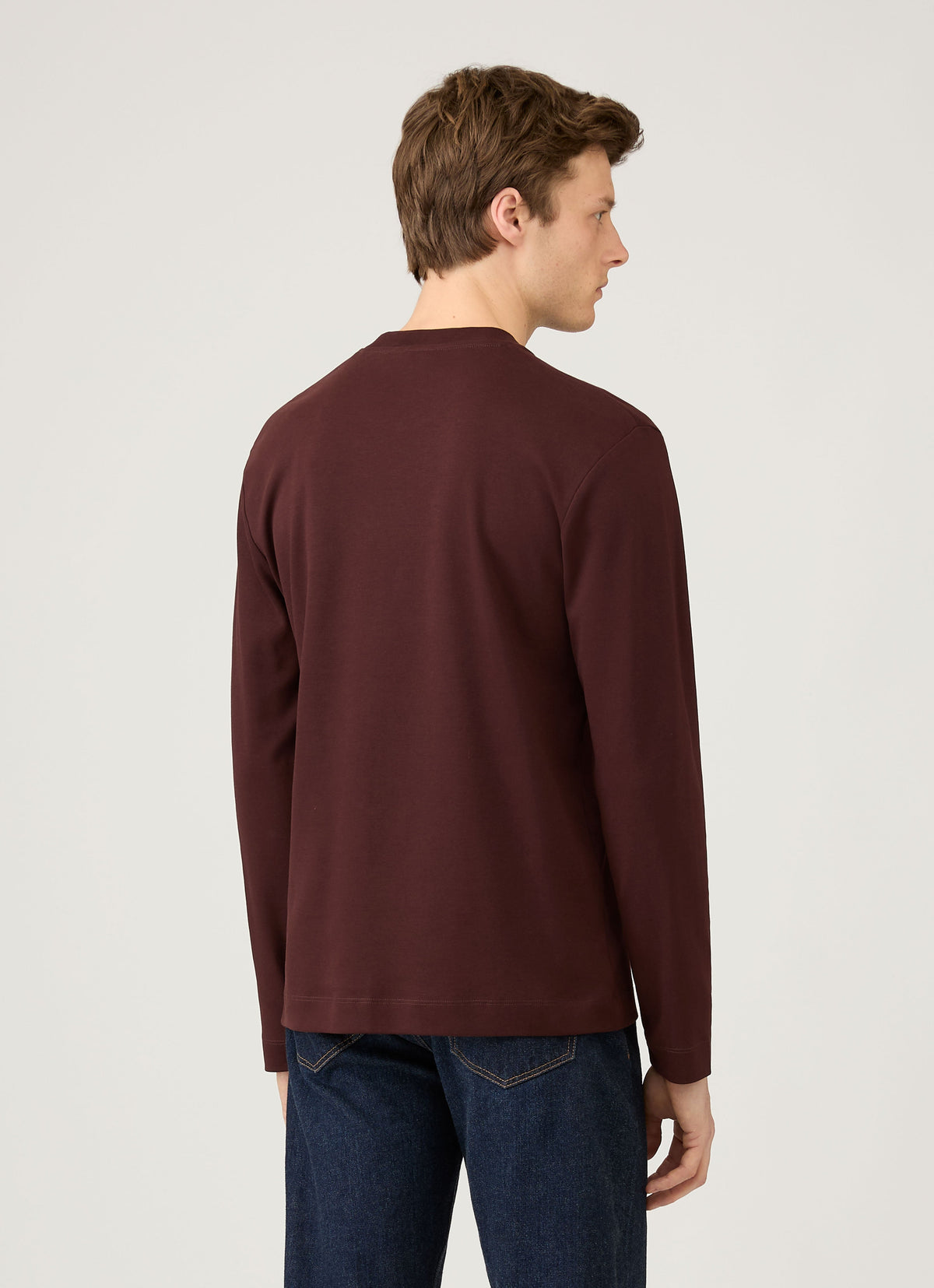 T-shirt homme manches longues coton épais coupe décontractée Rouge foncé