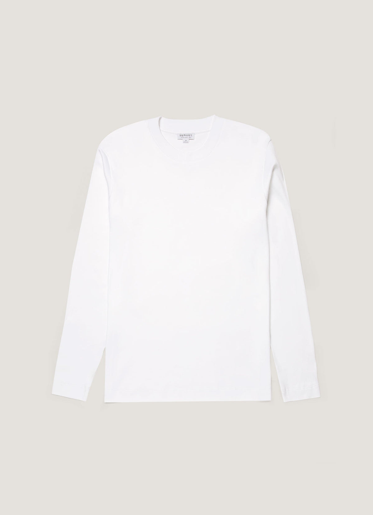 T-shirt blanc en coton épais à manches longues et coupe décontractée