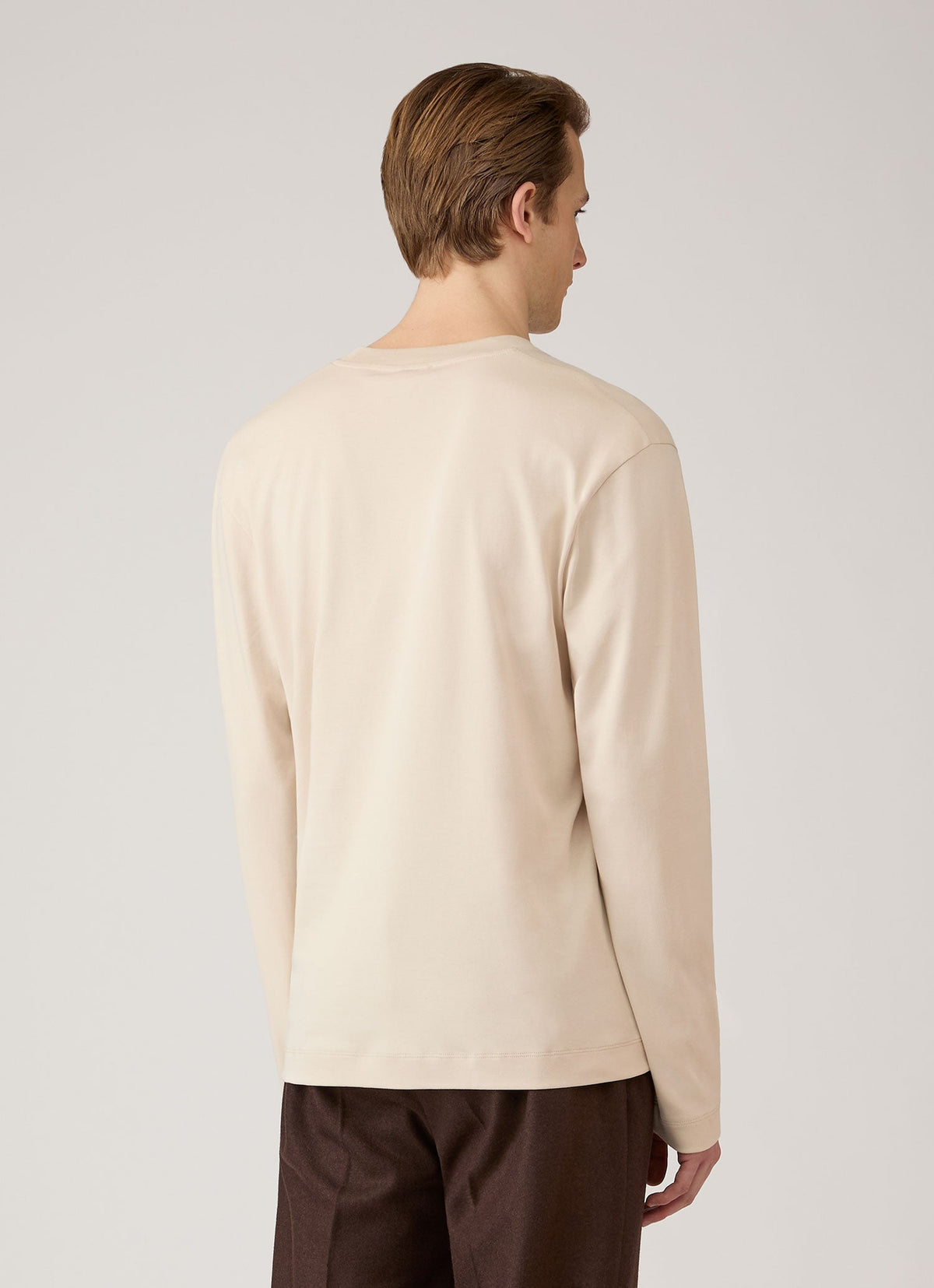 T-shirt homme à manches longues en coton épais écru