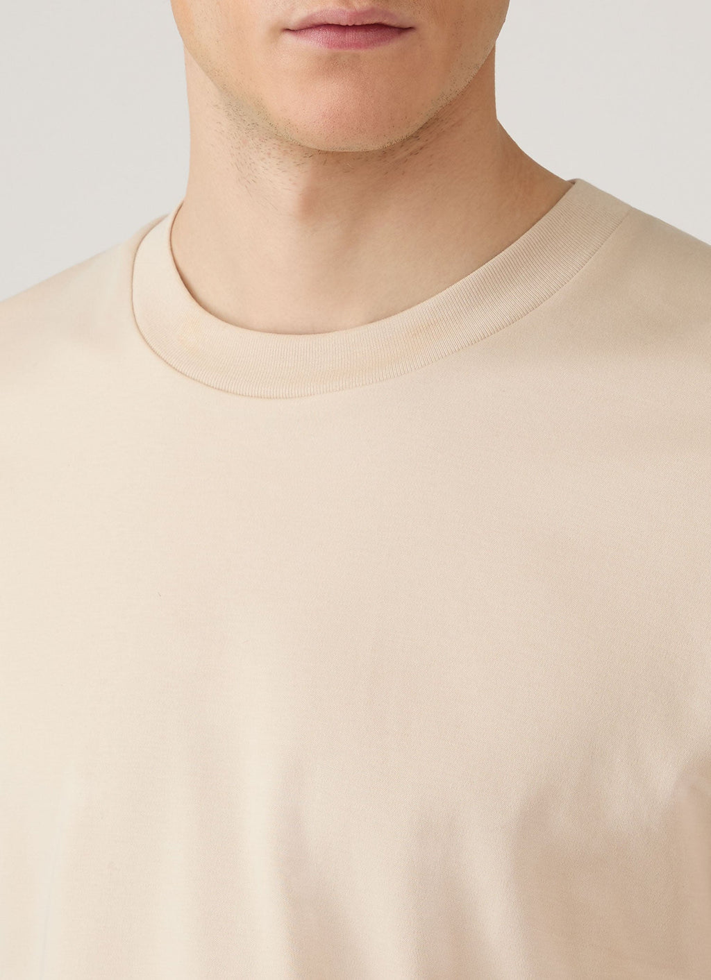 T-shirt homme à manches longues en coton épais écru