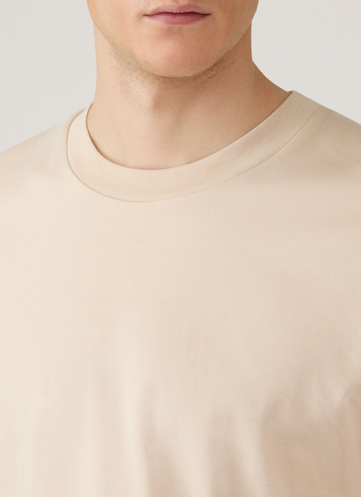 T-shirt homme à manches longues en coton épais écru