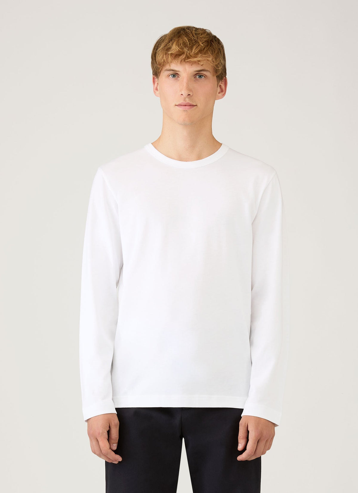 T-shirt épais à manches longues en jersey de coton blanc