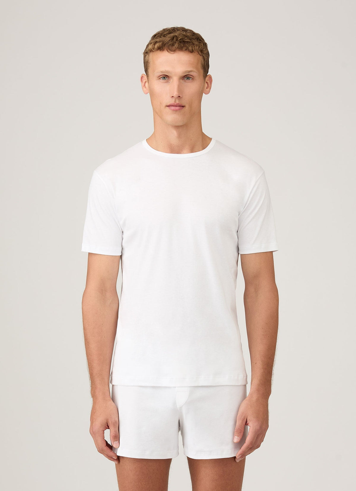 T-shirt Homme Léger et Doux en Coton Premium Blanc à Manches Courtes et Col Rond