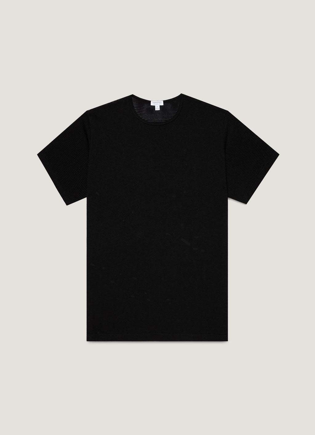 T-shirt noir ras-du-cou en coton alvéolé Respirant Léger Sous-vêtement Haut