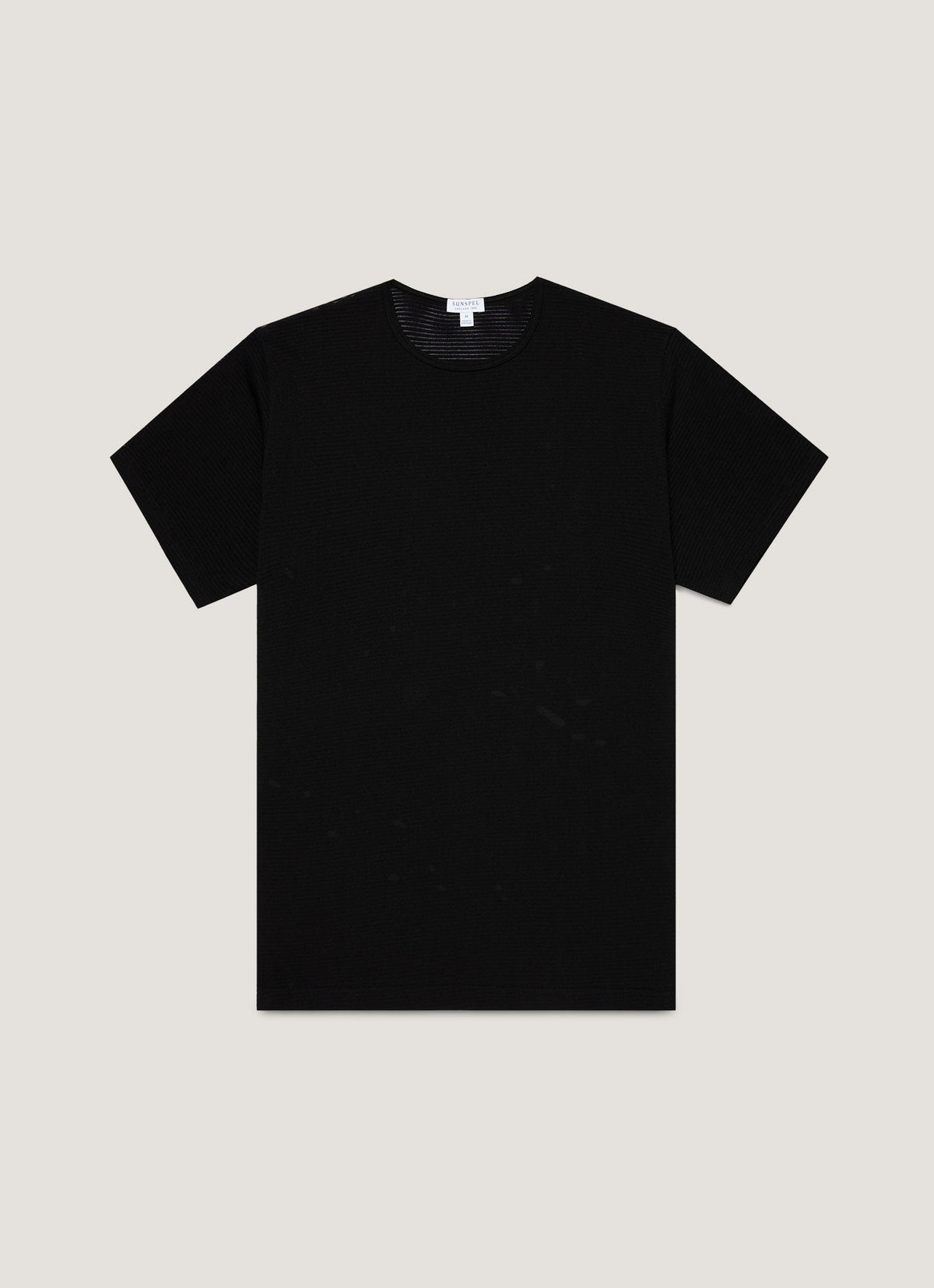 T-shirt noir ras-du-cou en coton alvéolé Respirant Léger Sous-vêtement Haut