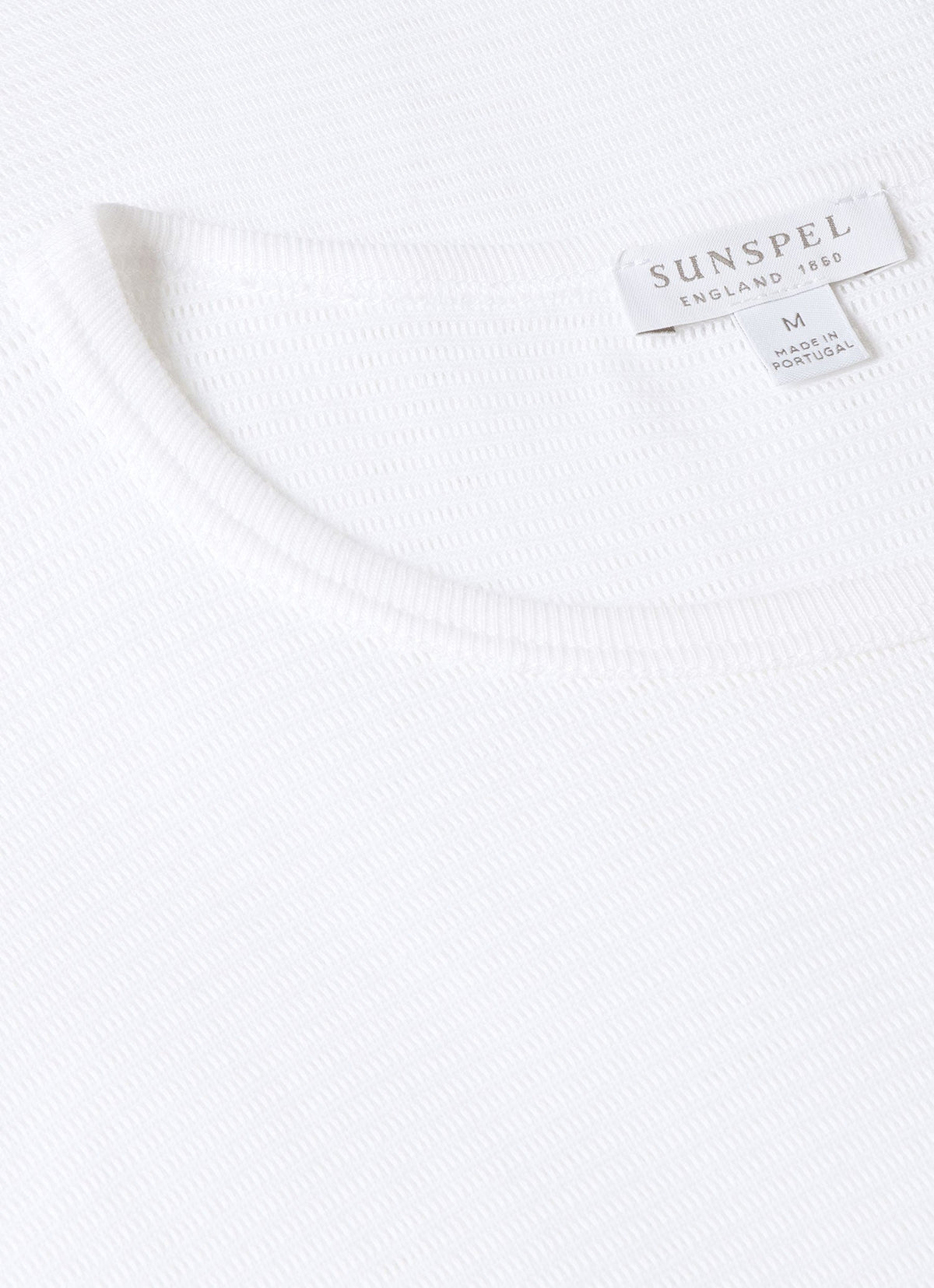 T-shirt de corps à col rond en coton cellulaire respirant blanc pour homme