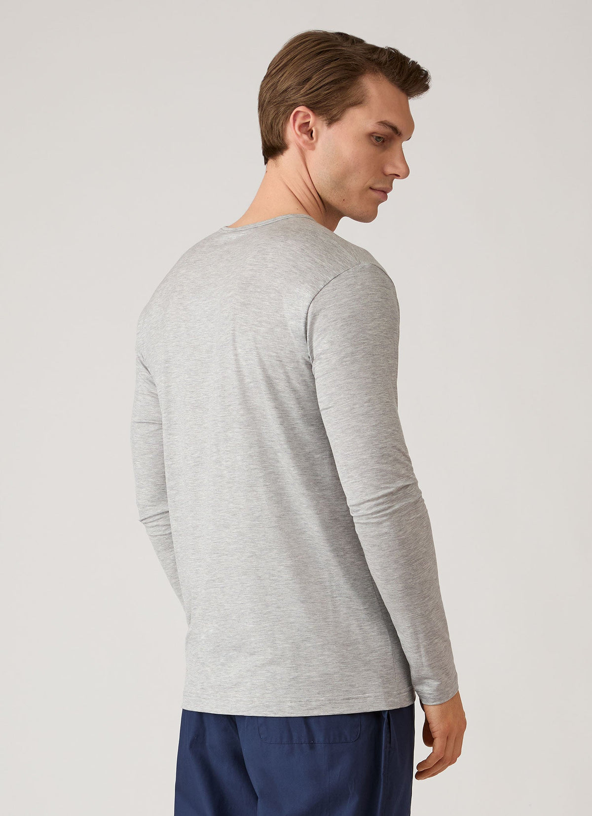 T-shirt homme à manches longues en Tencel™ gris chiné