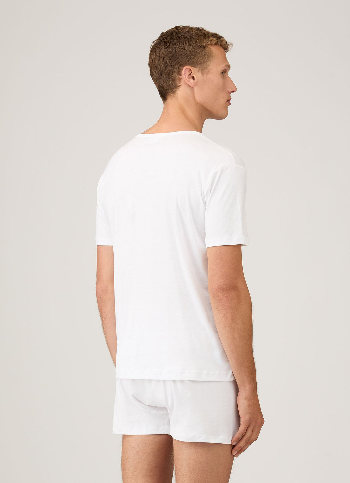 T-shirt col V premium pour homme, coton doux, coupe décontractée, blanc