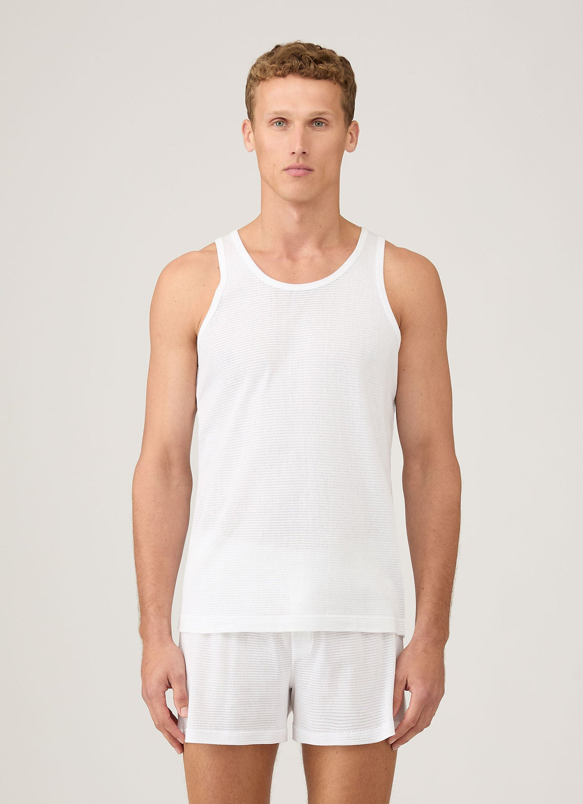 Débardeur en coton ajouré blanc pour homme